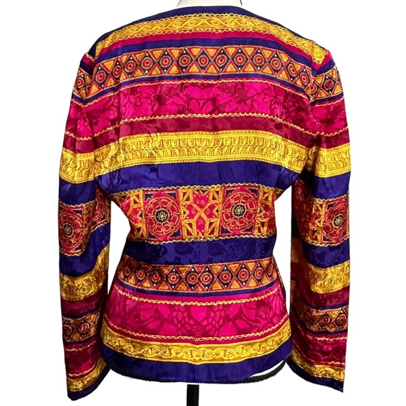 Adrianna Papell Blazer 8 Colorful Silk 90’s Vintage Jacket - Picture 7 of 9